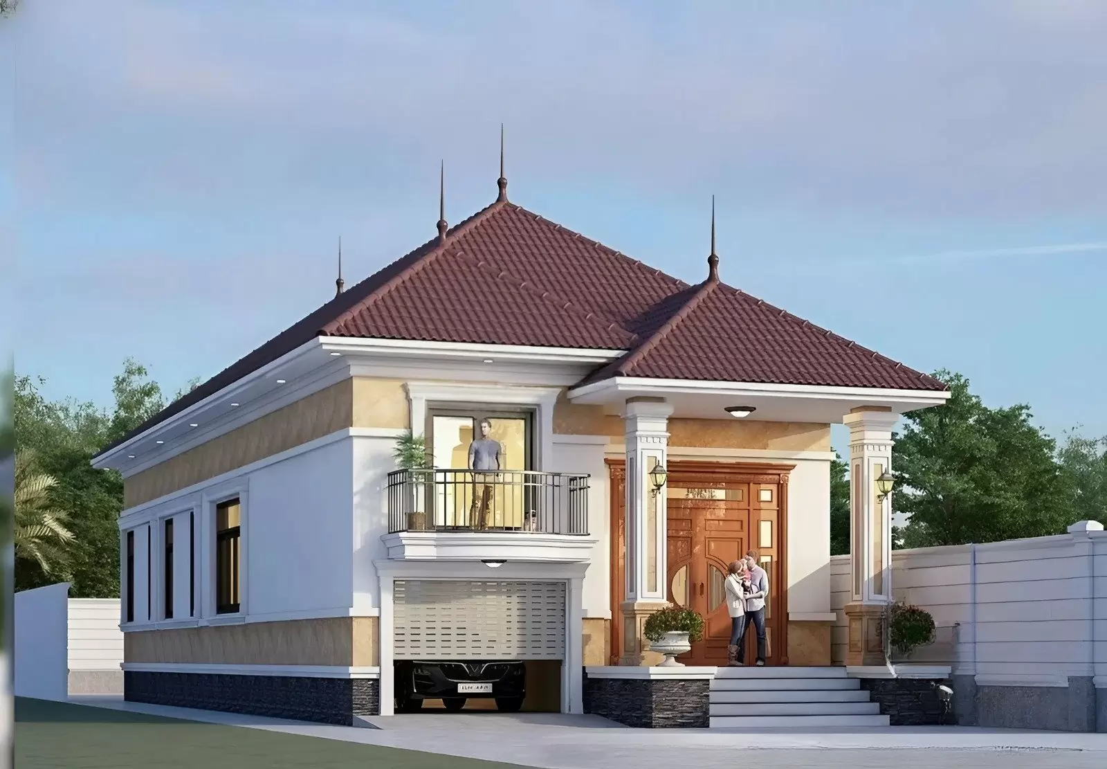 mẫu nhà cấp 4 mái Nhật có gác lửng