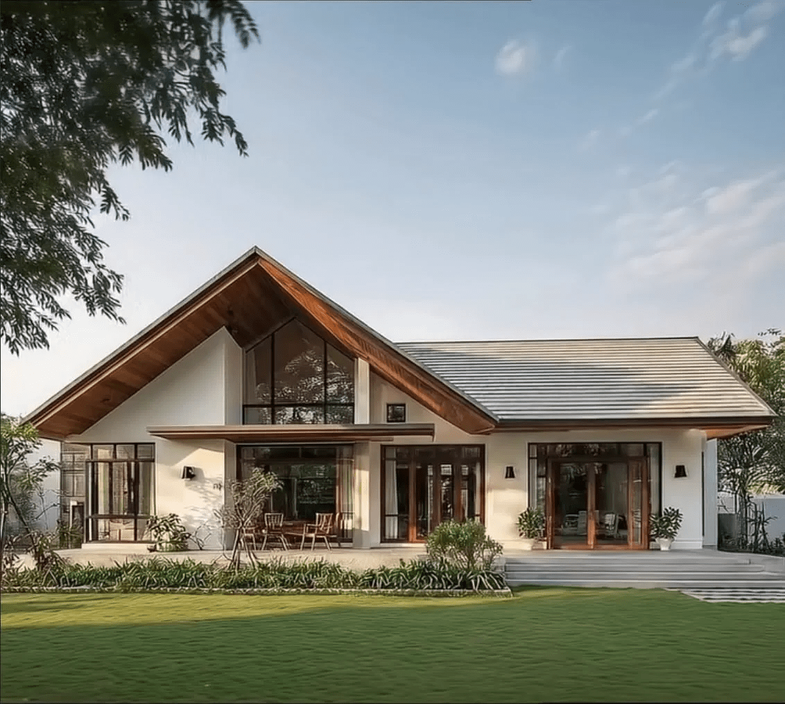 Nhà cấp 4 mái Thái 3 phòng ngủ có gác lửng lớn