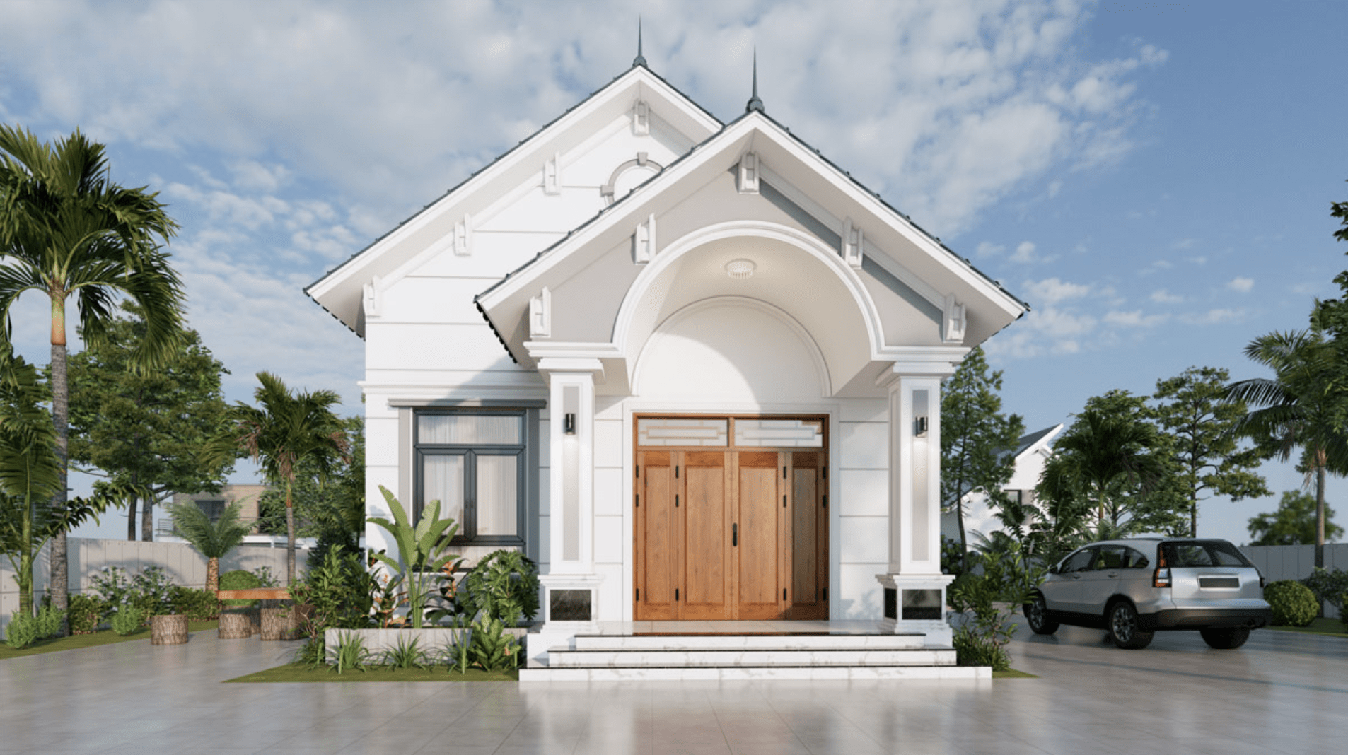 Nhà cấp 4 mái Thái 60m2 có phần mặt tiền chính rộng, thoáng