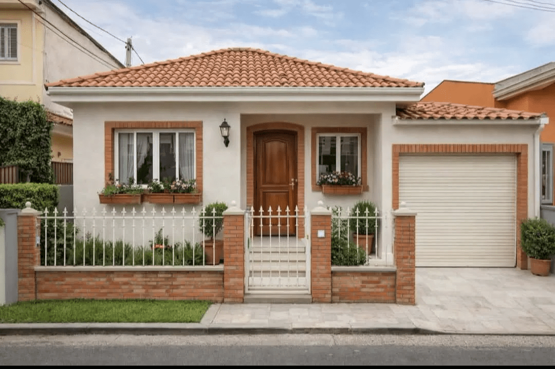 Nhà cấp 4 mái Thái ở nông thôn có hàng rào