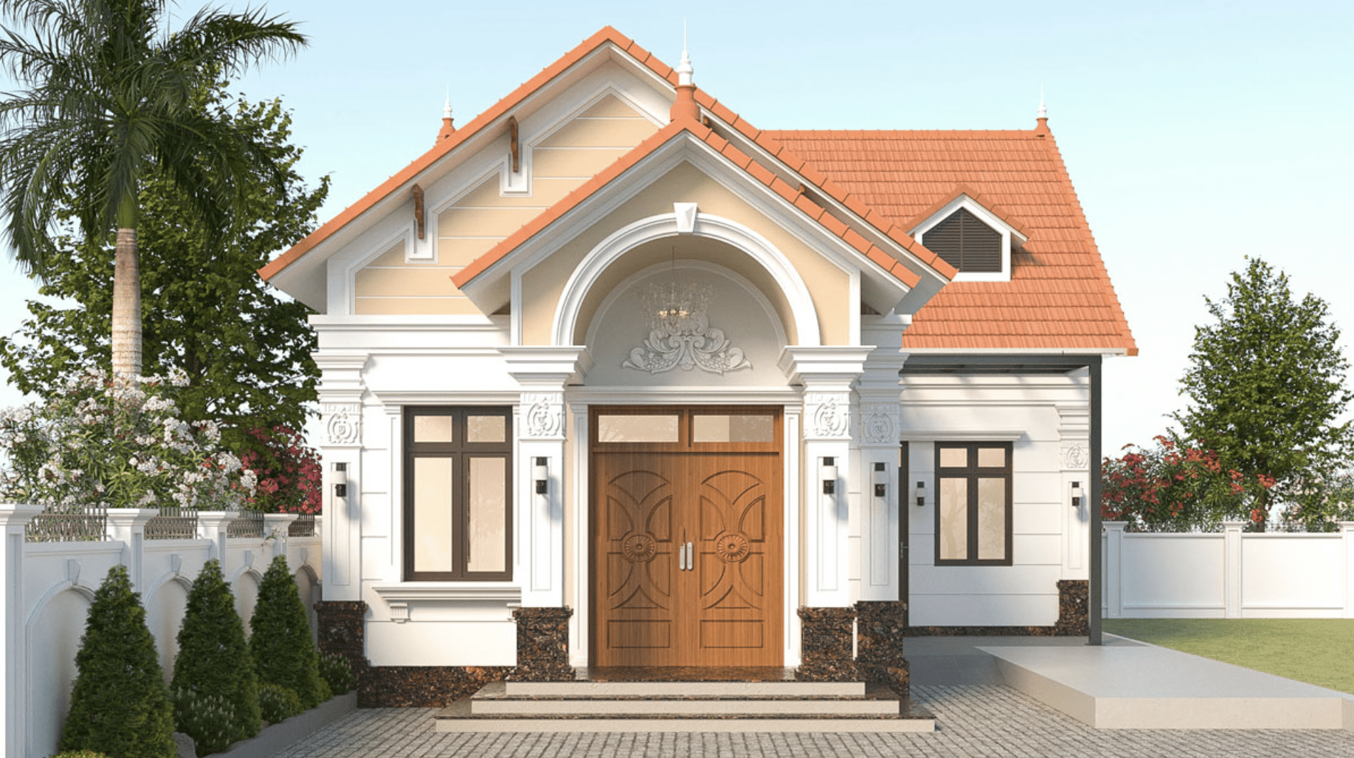 Nhà cấp 4 mái Thái 60m2 ngói cam tươi sáng