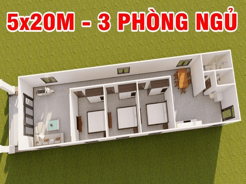 Nhà cấp 4 mái tôn 3 phòng ngủ với thiết kế mặt tiền đơn giản, hiện đại