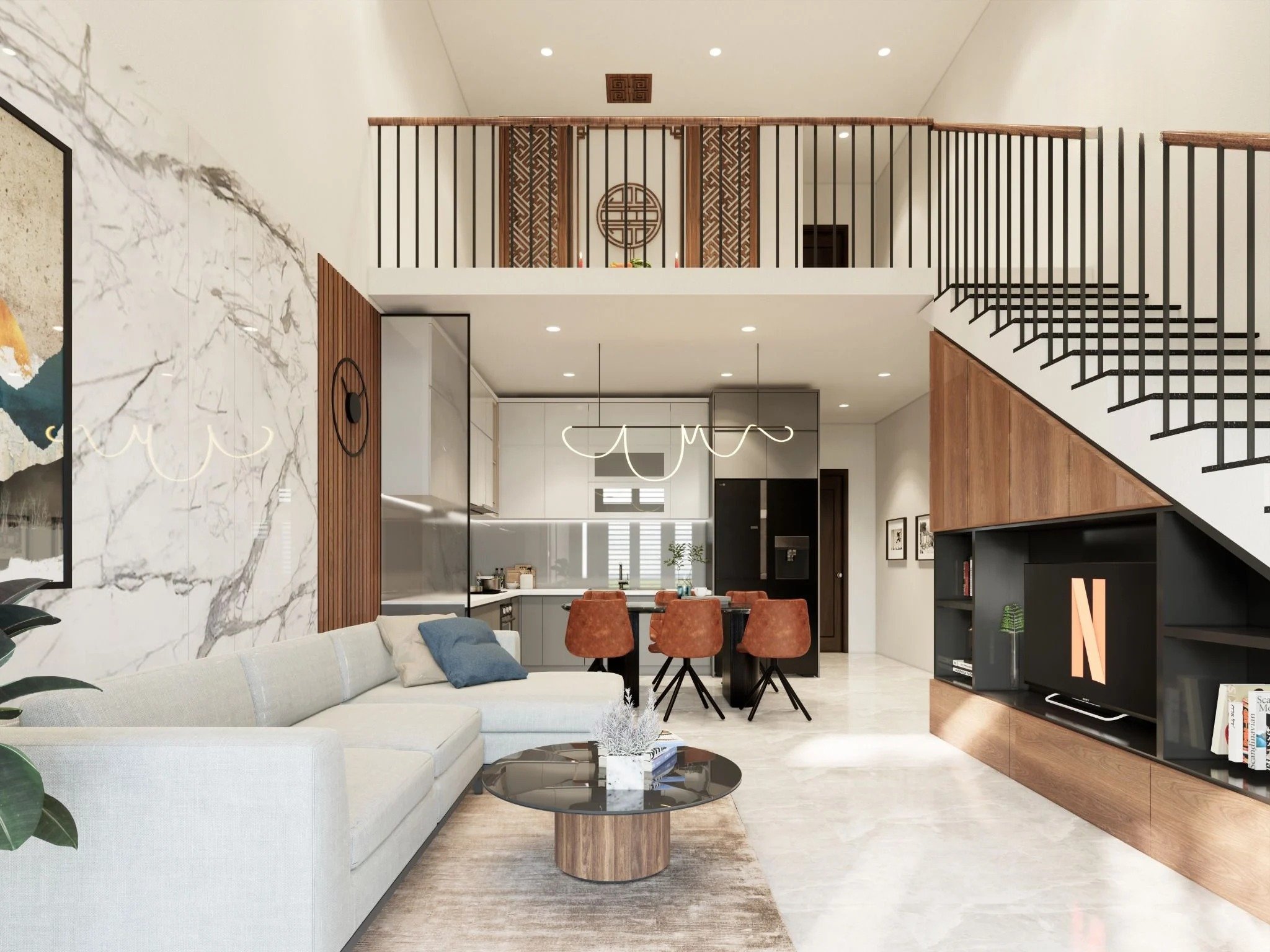 Mẫu nhà gác lửng 2 phòng ngủ đẹp, hiện đại nhất