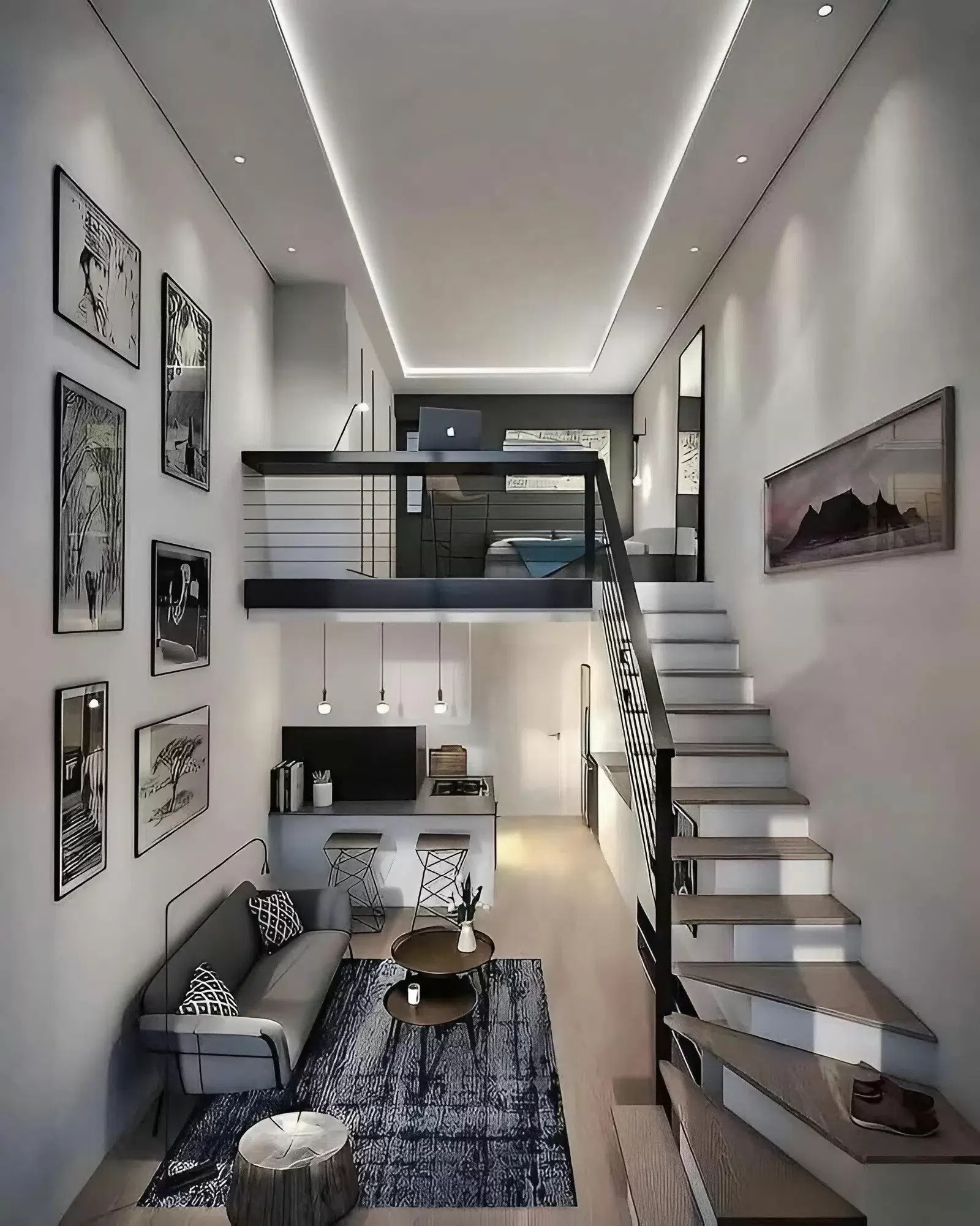 Mẫu nhà gác lửng 3 phòng ngủ tiện nghi cho gia đình đông người