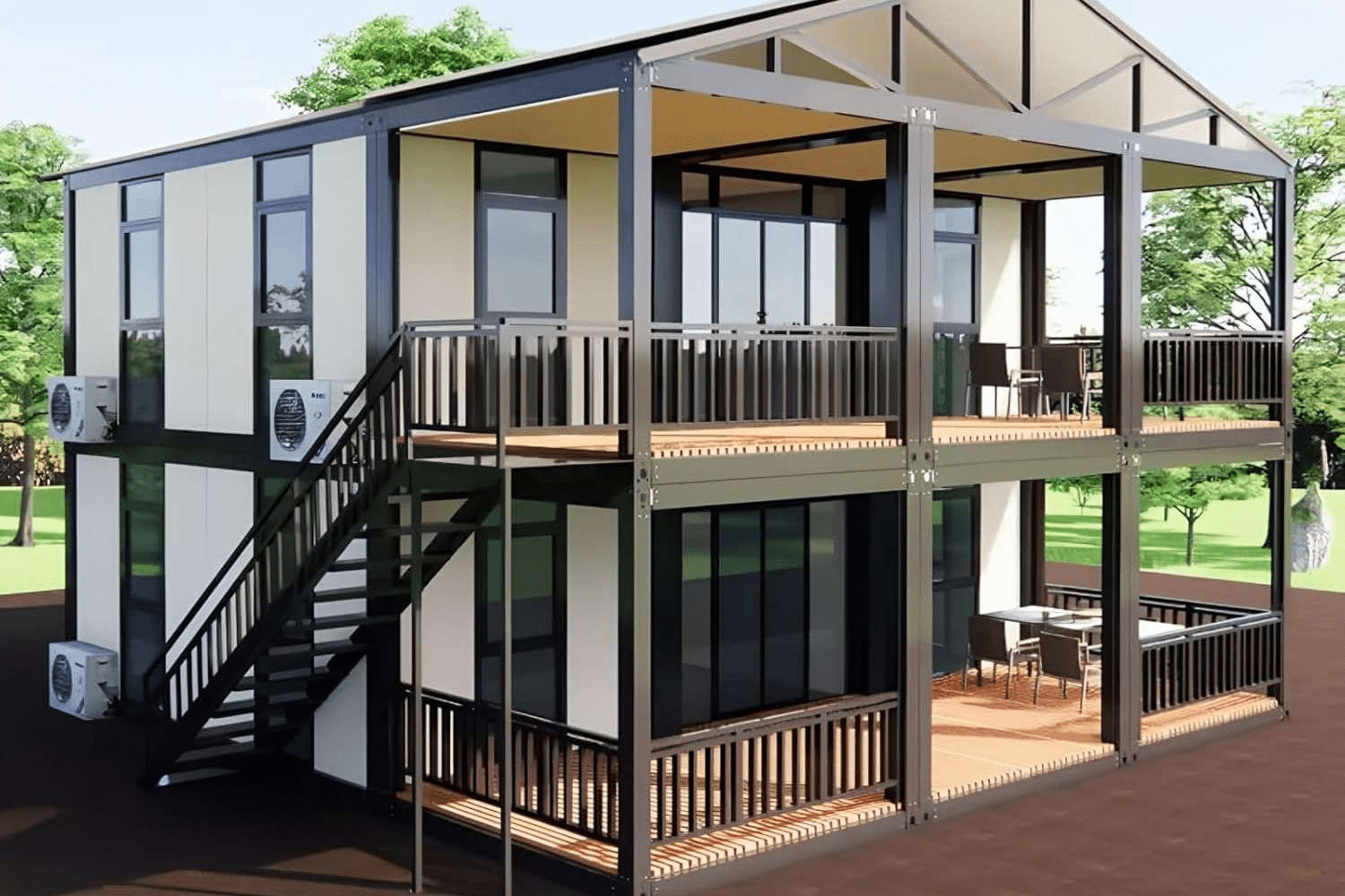 Nhà khung thép 2 tầng 60m2 
