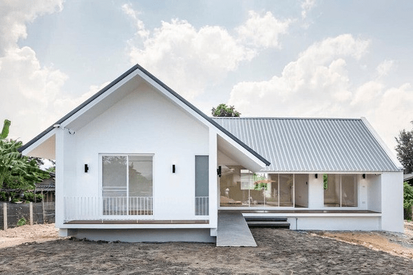 Mẫu nhà lắp ghép diện tích 60m2 mang đến không gian sống rộng rãi, dễ dàng bố trí 2 phòng ngủ cùng đầy đủ các khu vực chức năng cho gia đình