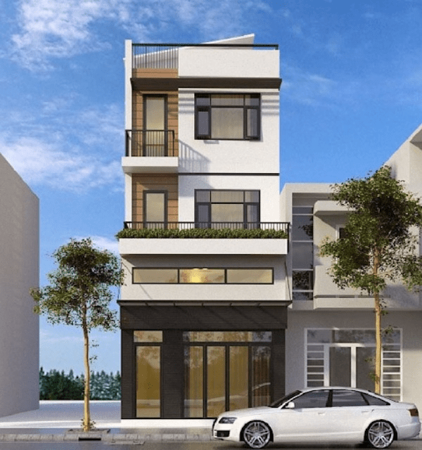 Mẫu nhà ống hiện đại 3 tầng lắp ráp phù hợp cho mô hình nhà ở kết hợp kinh doanh, với thiết kế linh hoạt, tiết kiệm diện tích đất và thời gian xây dựng