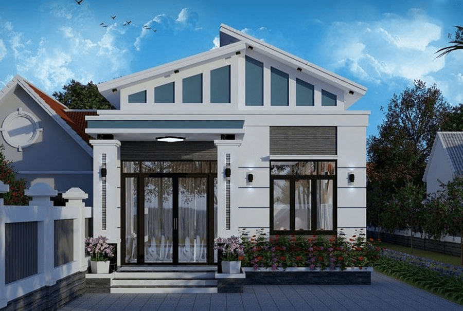 Mẫu nhà cấp 4 mái lệch hiện đại