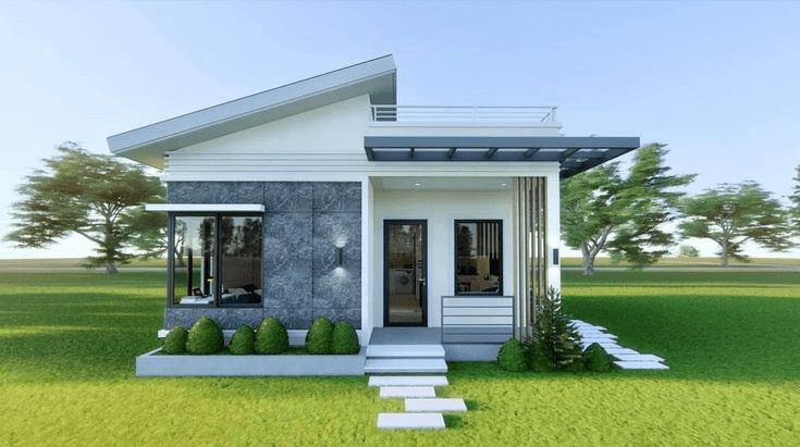 Mẫu nhà mái lệch đơn giản, giá rẻ