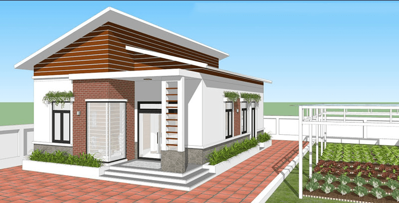 Mẫu nhà cấp 4 nông thôn mái lệch