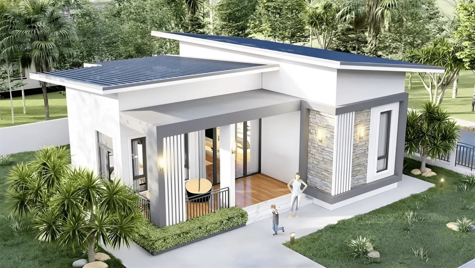 Mẫu nhà cấp 4 mái lệch 2 phòng ngủ cho gia đình nhỏ