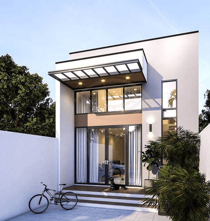 Mẫu nhà cấp 4 mái lệch có gác lửng tiện nghi