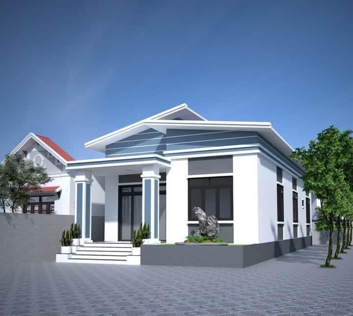 Mẫu nhà cấp 4 mái lệch ở nông thôn