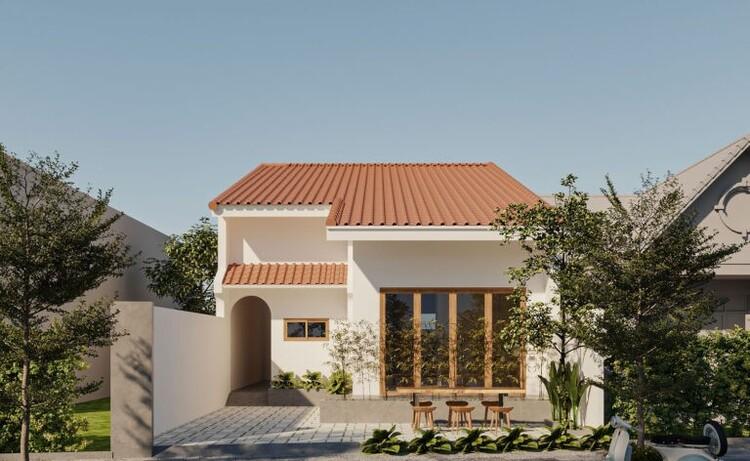 Mẫu nhà mái ngói có gác lửng hiện đại