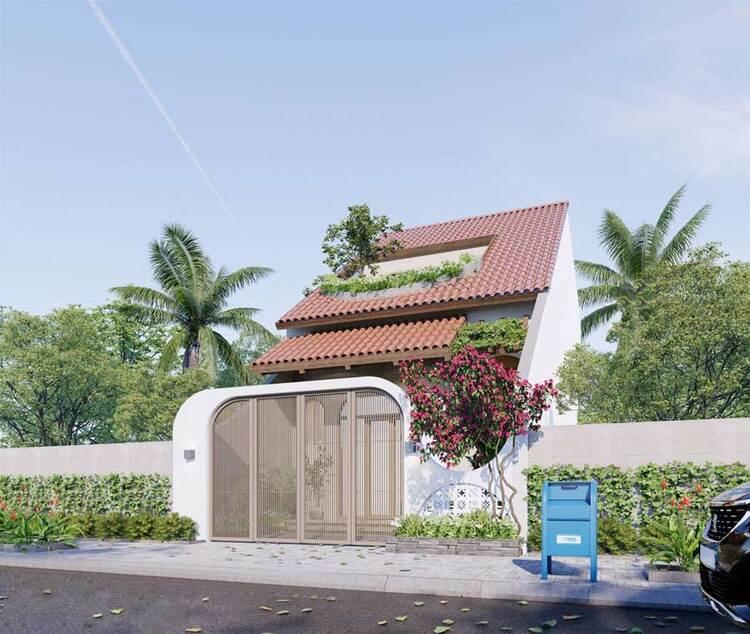 Mẫu nhà mái ngói cấp 4 có gác lửng tiện nghi