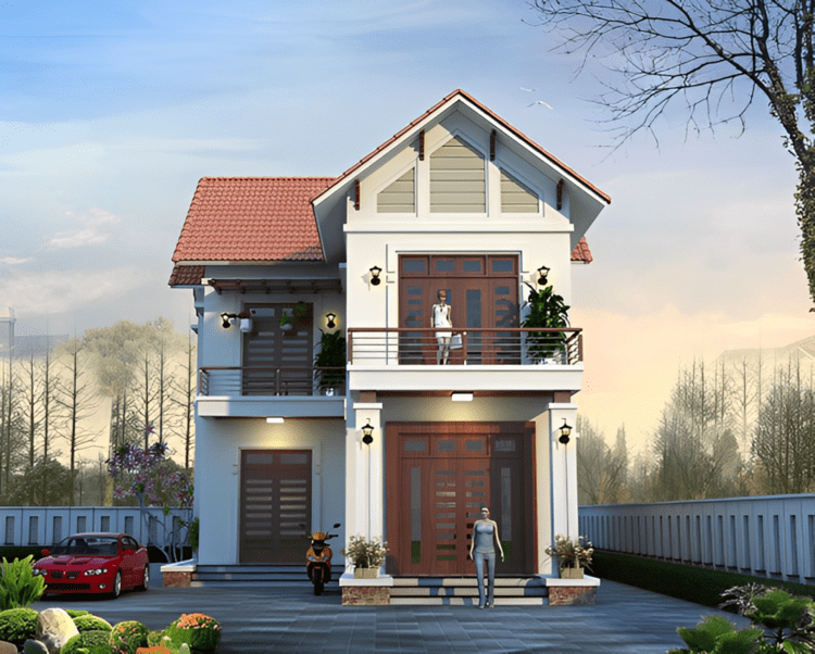 Mẫu nhà mái ngói 2 tầng giá 1 tỷ đẹp hiện đại