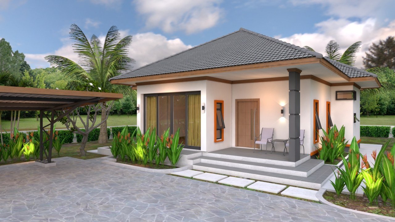 Mẫu nhà mái ngói cấp 4 2 phòng ngủ tiện nghi cho gia đình nhỏ