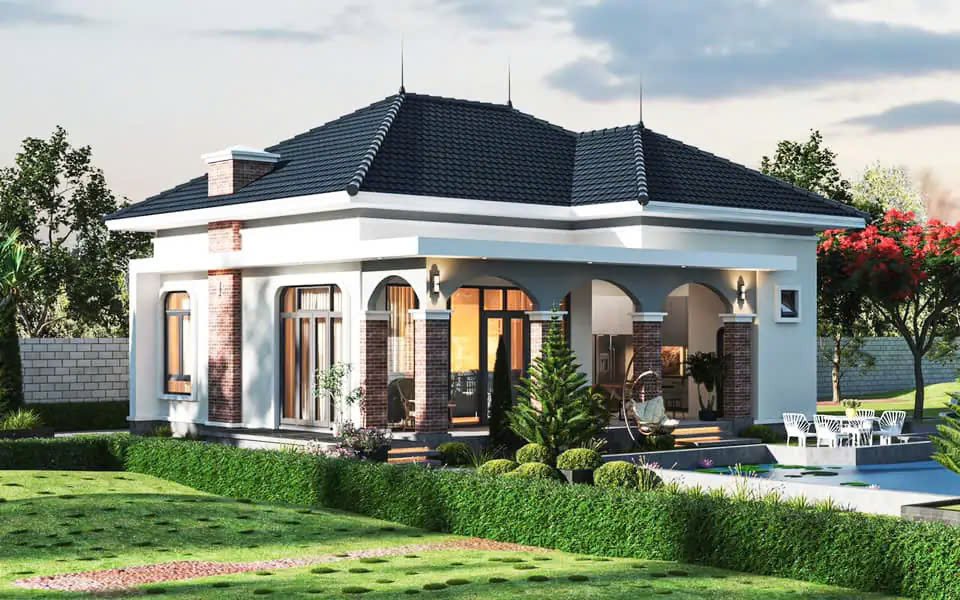 Mẫu nhà vuông mái nhật 1 tầng 02