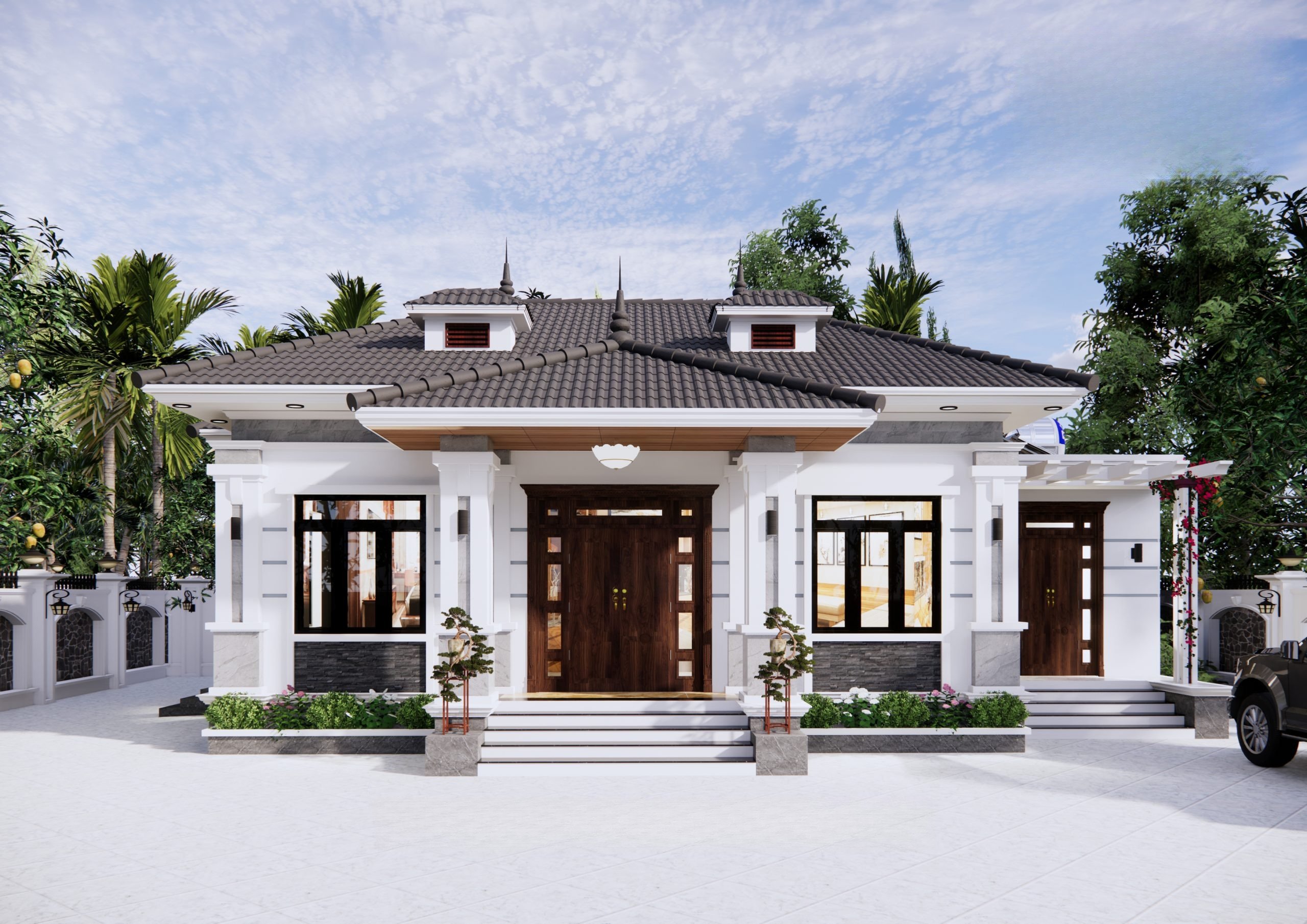 Mẫu nhà mái Nhật 3 gian phù hợp gia đình 4-5 thành viên