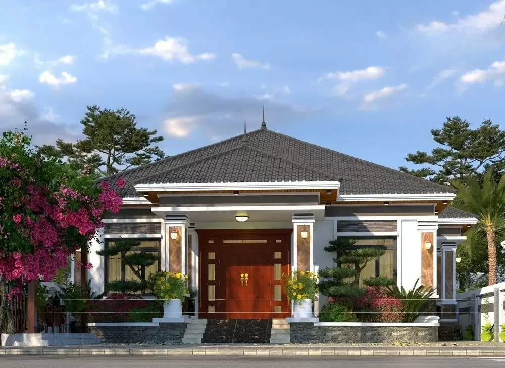 Mẫu nhà mái Nhật cấp 4 ở nông thôn phổ biến, giá rẻ