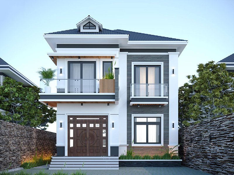 Nhà mái Nhật 2 tầng hiện đại, tiện nghi