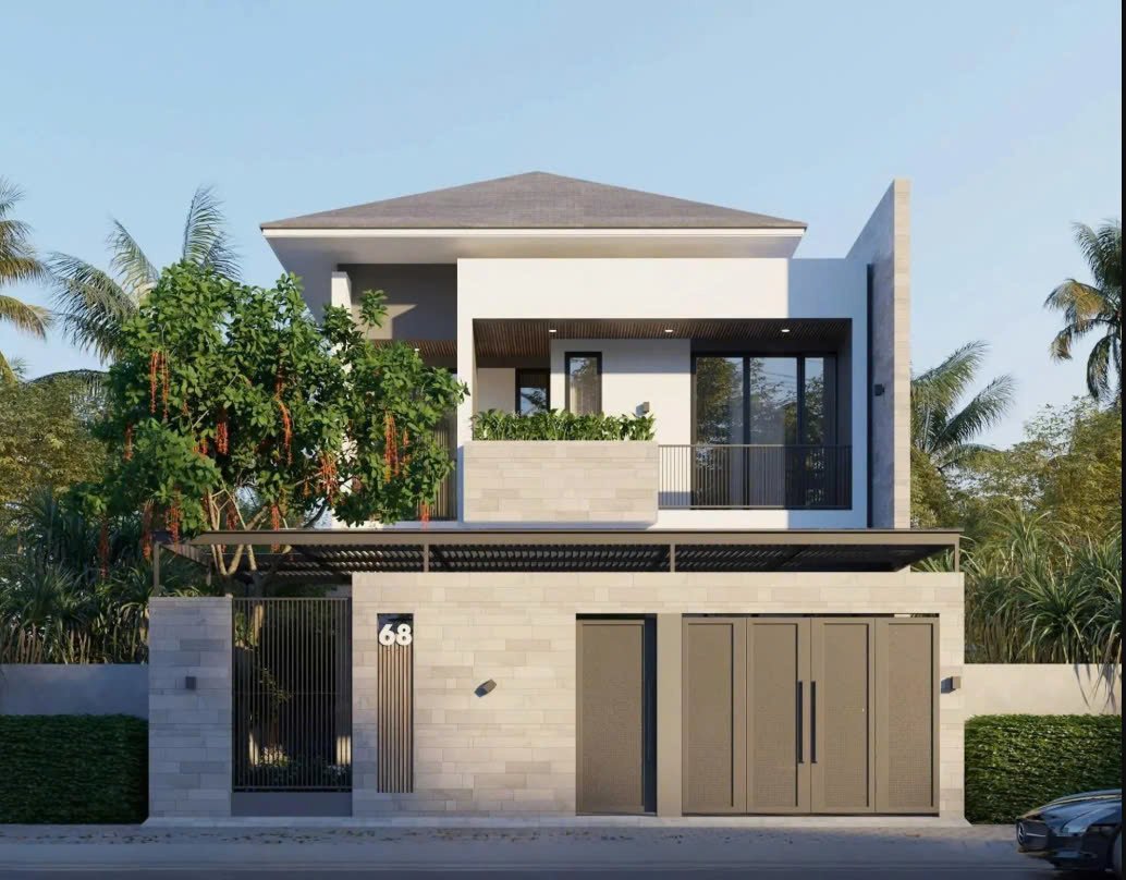 Mẫu nhà mái Nhật 2 tầng 8x12m