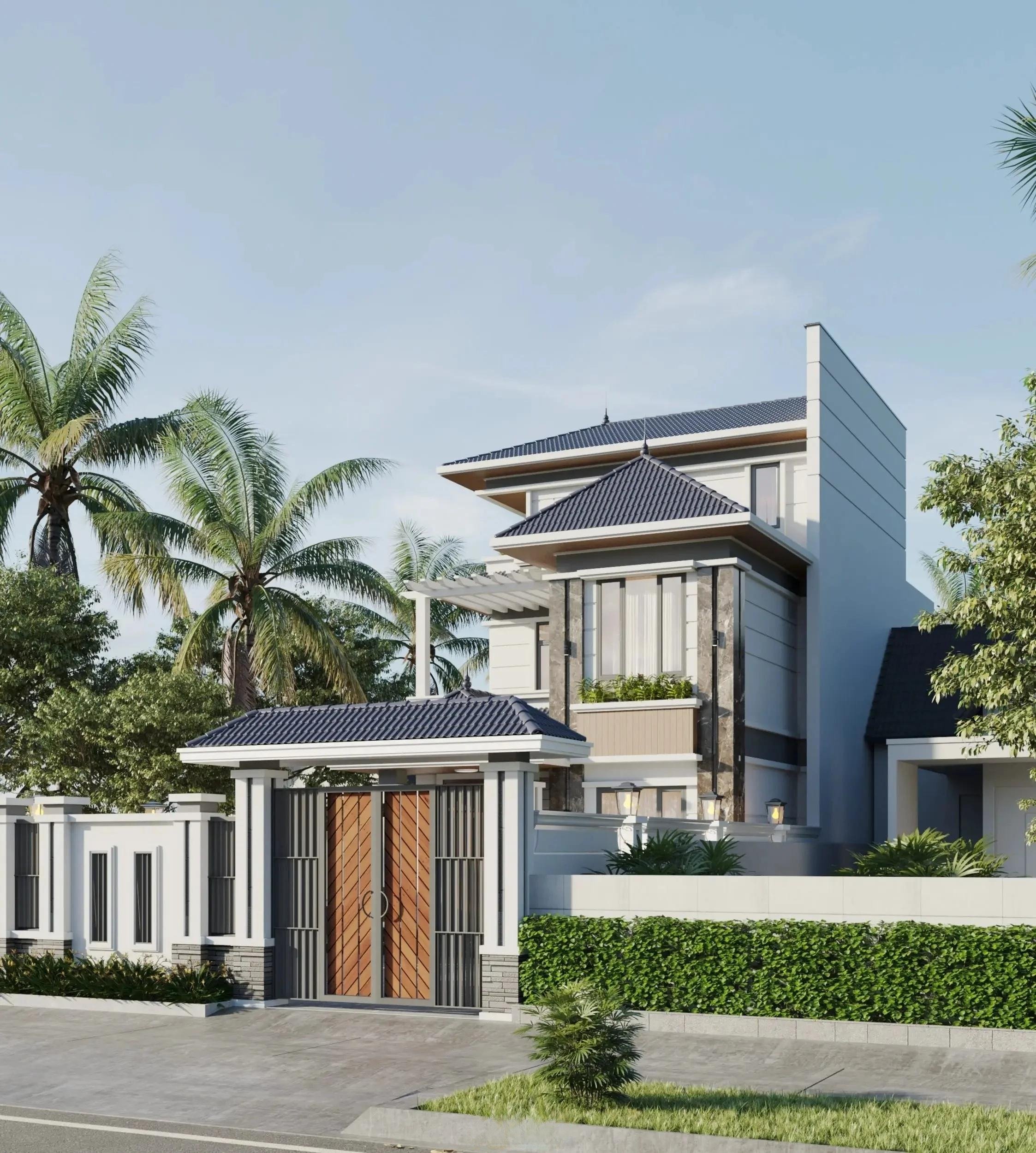 Mẫu nhà mái Nhật 2 tầng 8x12m được nhiều gia chủ ưa chuộng