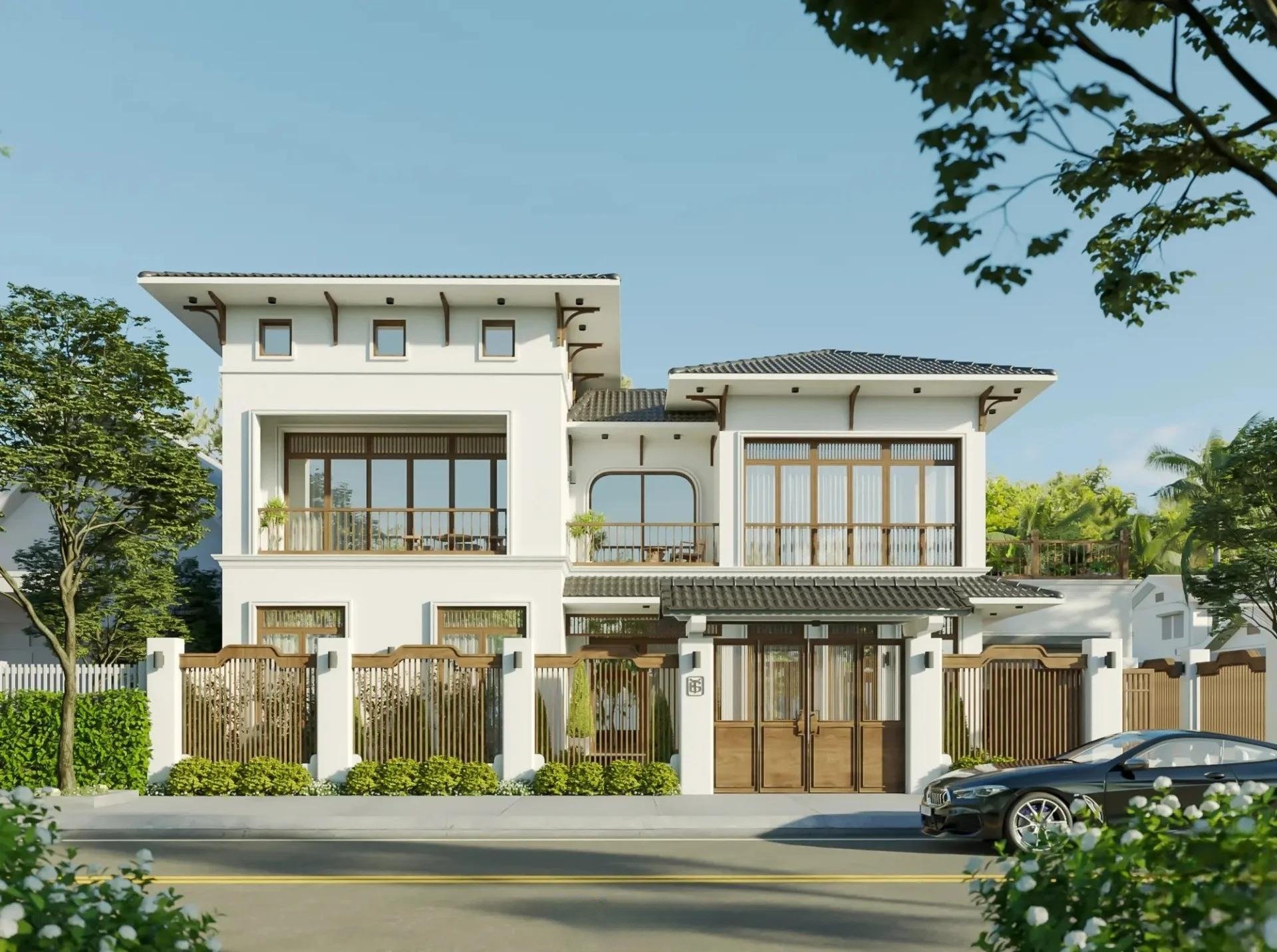 Mẫu nhà phố 2 tầng thiết kế mái Nhật diện tích 8.5x16.5m