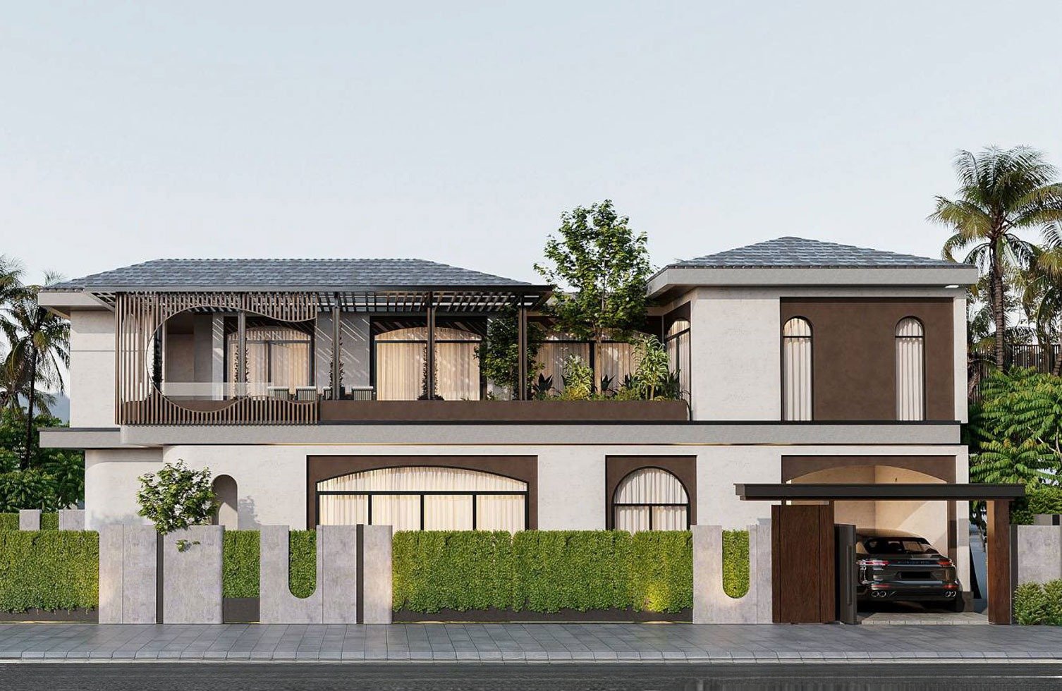 Mẫu nhà mái Nhật 10x10m với kiến trúc vuông vức ấn tượng