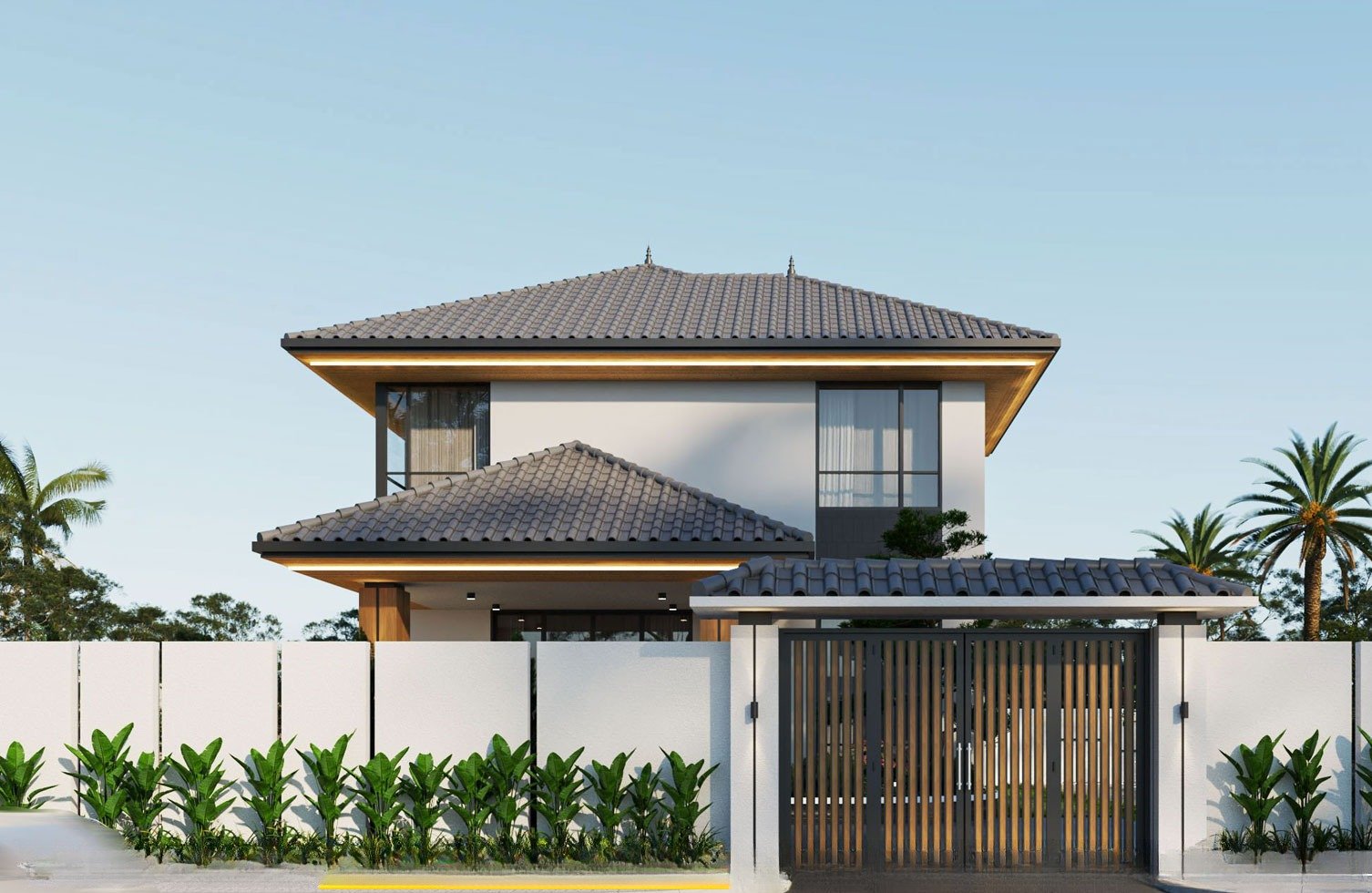 Mẫu biệt thự vườn 2 tầng mái Nhật diện tích 12x10m hoà mình vào thiên nhiên