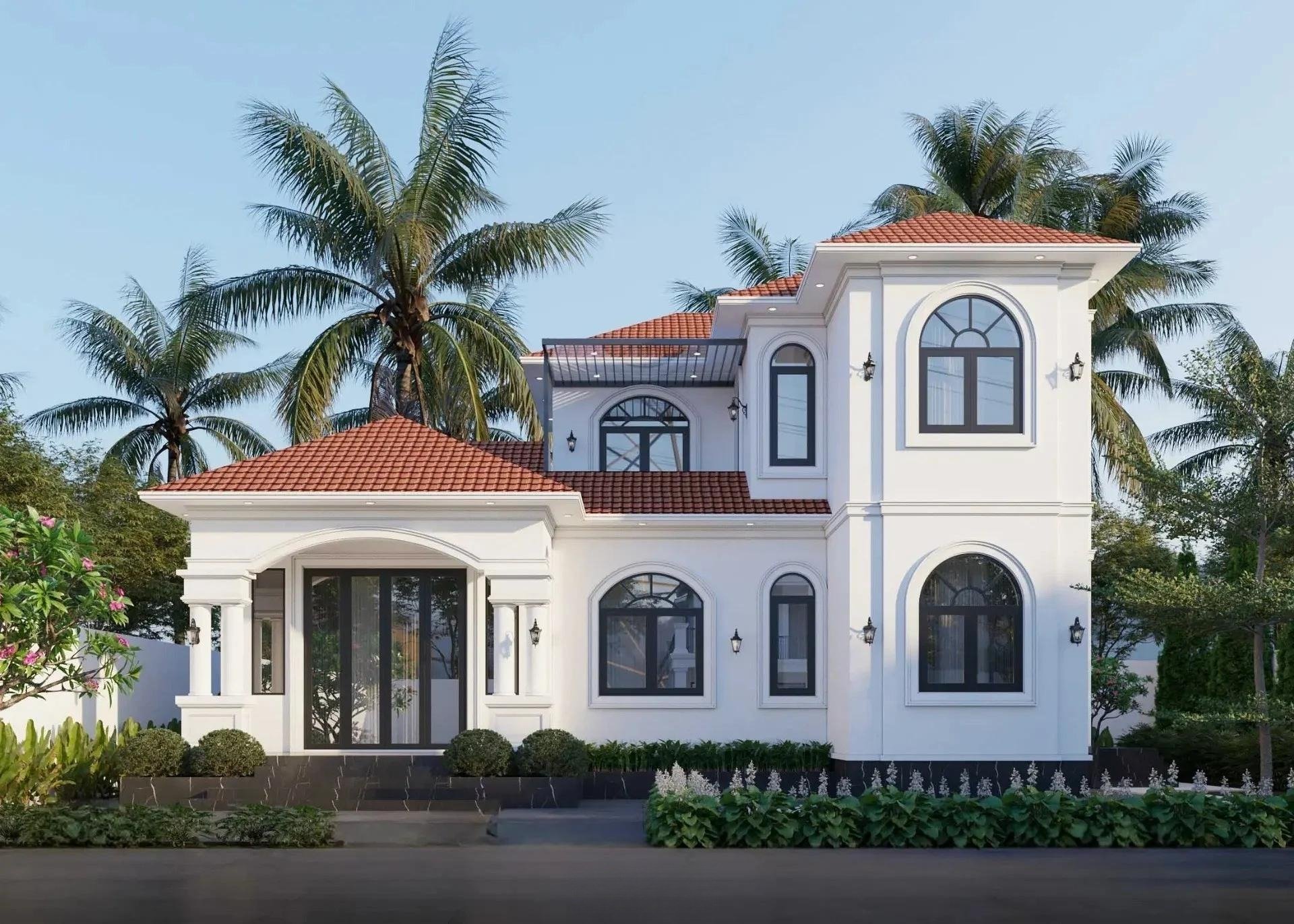 Mẫu nhà mái Nhật 2 tầng 90m2 đẹp, phong cách Châu Âu