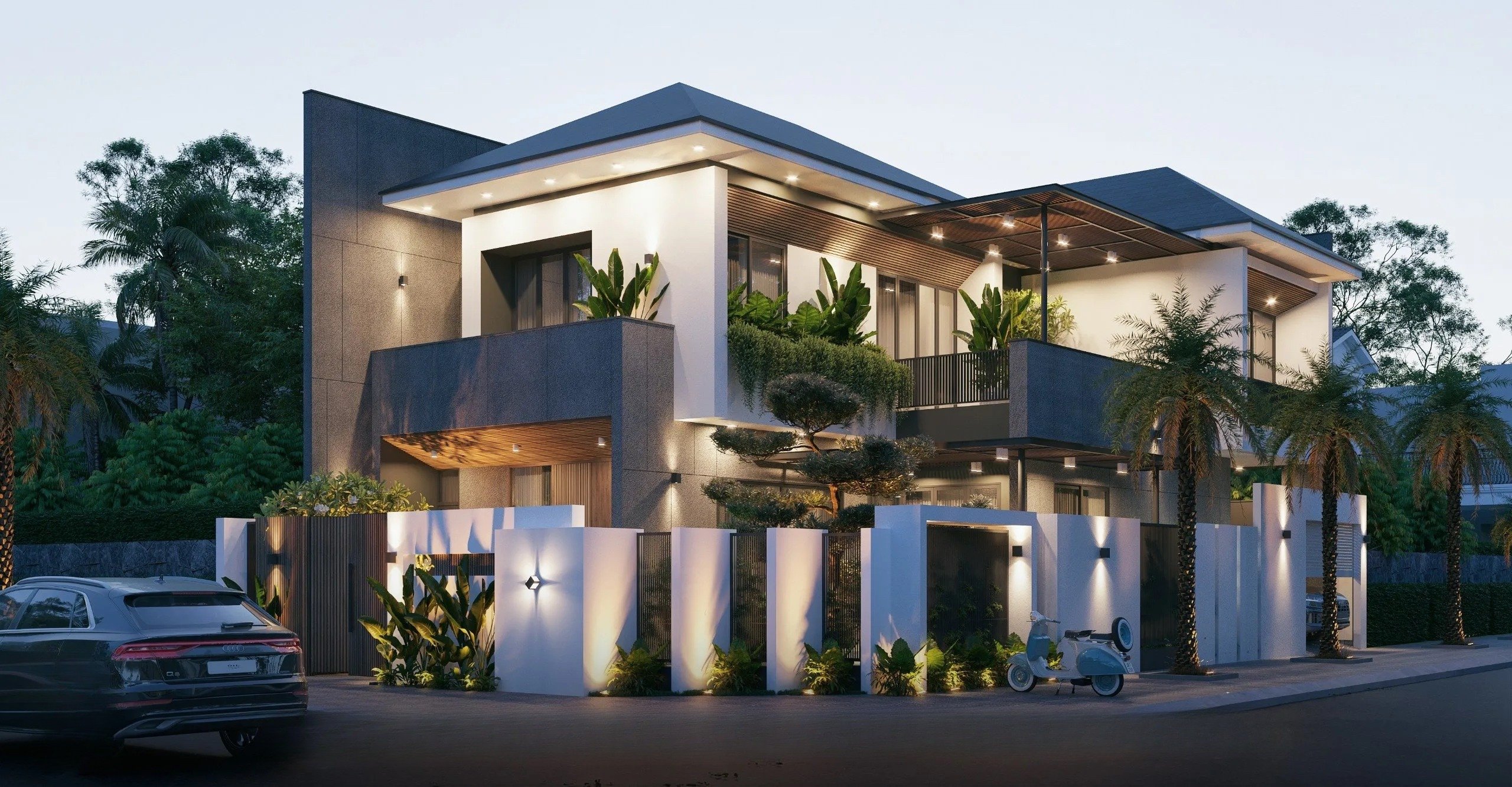 Mẫu nhà mái Nhật 2 tầng đơn giản, giá cả phải chăng