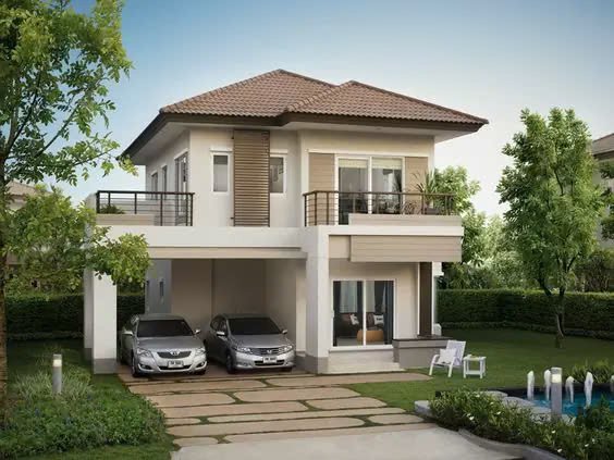 Mẫu nhà mái Nhật 2 tầng ngang 7m