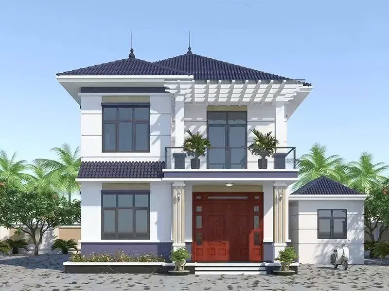 Mẫu nhà phố 2 tầng mái Nhật 8.5x16.5m