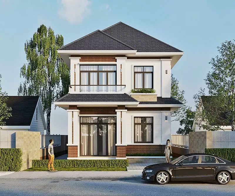 Mẫu nhà mái Nhật 2 tầng 6m