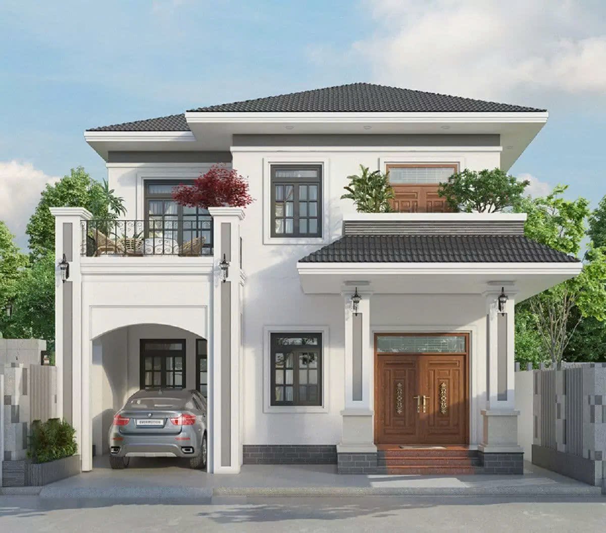 Mẫu nhà 2 tầng đẹp, thiết kế đơn giản, tối ưu chi phí