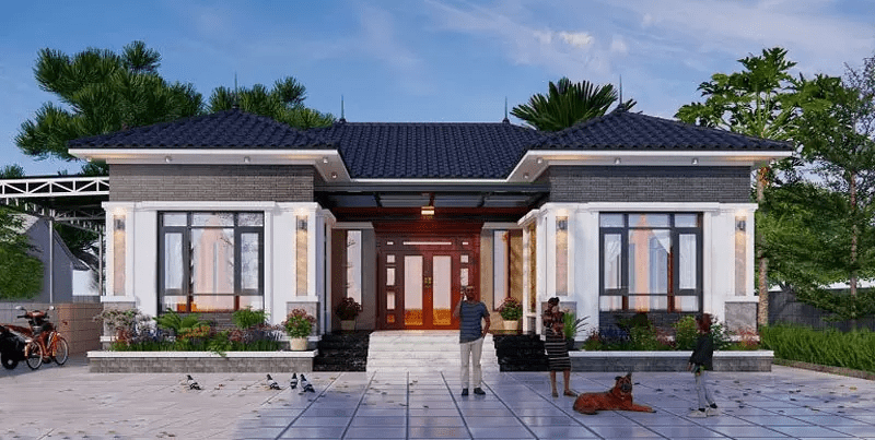 Mẫu nhà mái Nhật chữ U