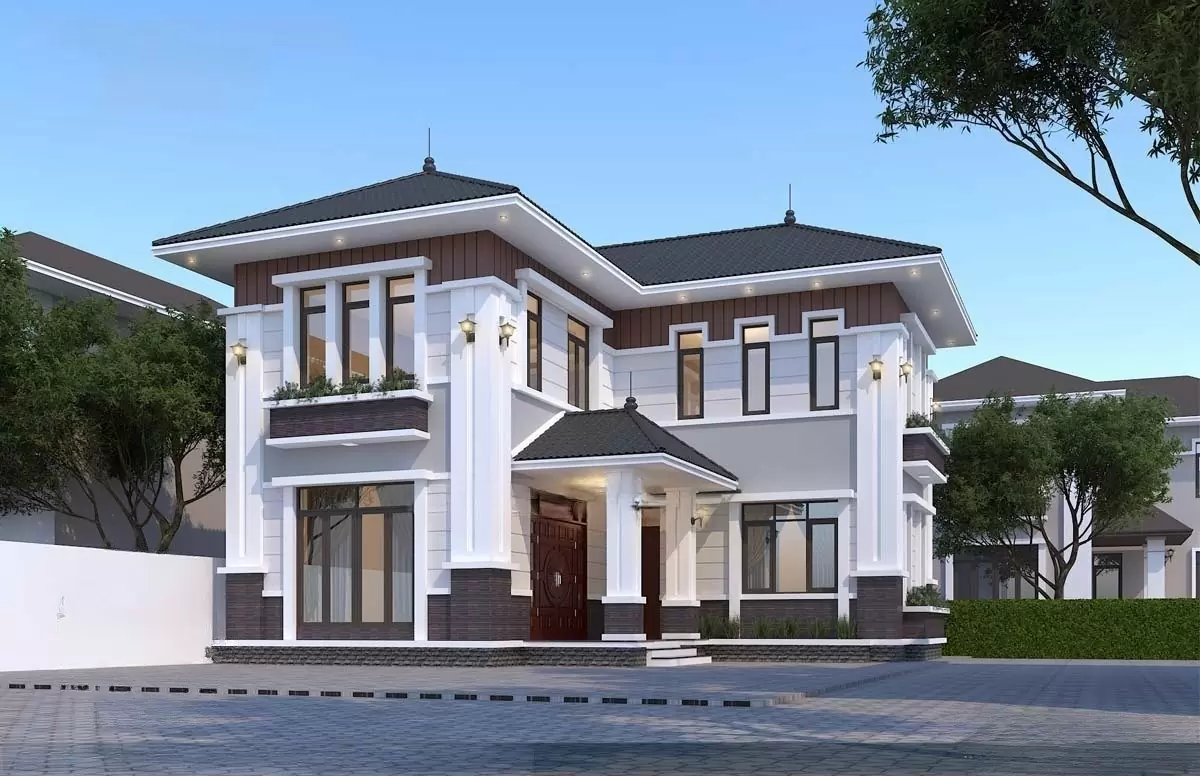 Mẫu nhà mái Nhật chữ L hiện đại