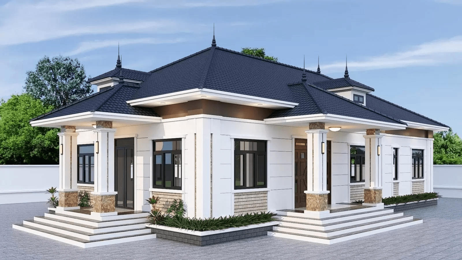 Mẫu nhà vườn mái Nhật hiện đại