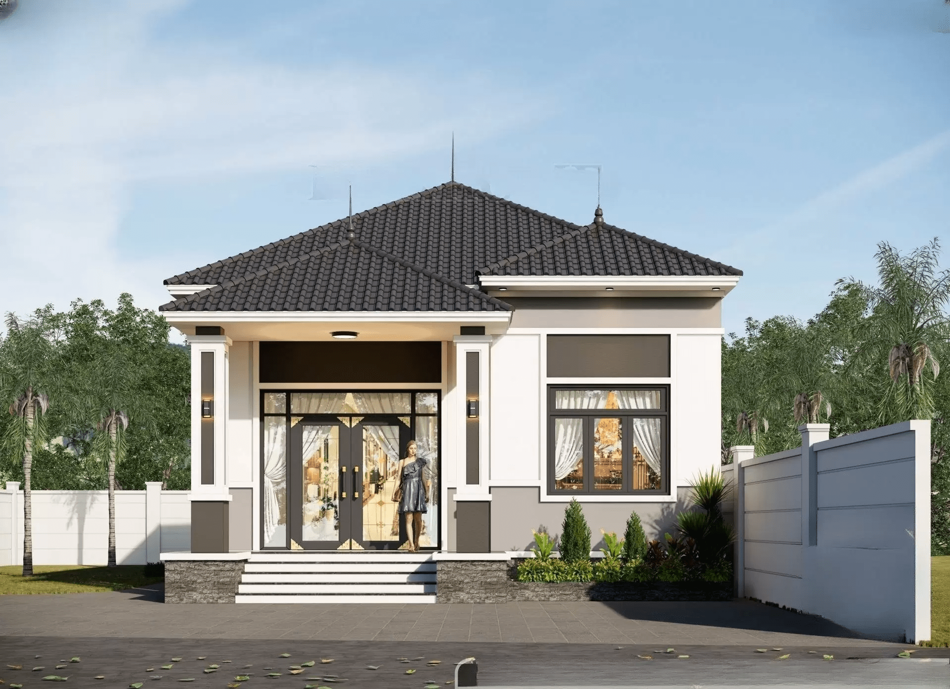 Mẫu nhà mái Nhật 1 tầng giá rẻ