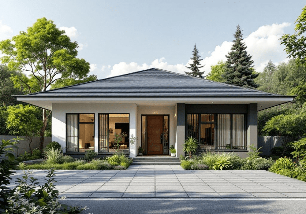 Mẫu nhà mái Nhật cấp 4 hiện đại 