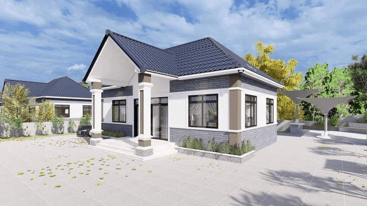 Mẫu nhà mái Thái 1 tầng diện tích 100m2 mang đến không gian sống rộng rãi và thoáng mát cho gia đình