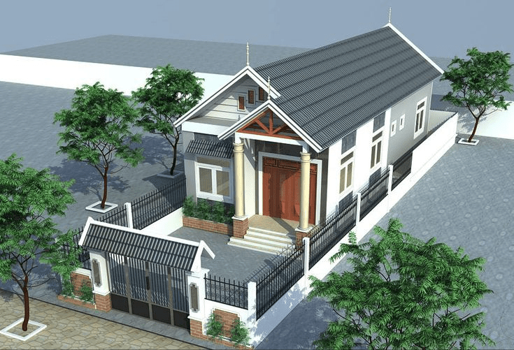 Mẫu nhà cấp 4 đẹp 5x20 dạng ống phù hợp đất hẹp với thiết kế kéo dài, bố trí phòng chức năng hợp lý