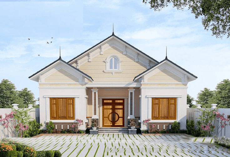 Mẫu nhà mái Thái 1 tầng chữ U thường được thiết kế với khoảng sân giữa, tăng sự thông thoáng