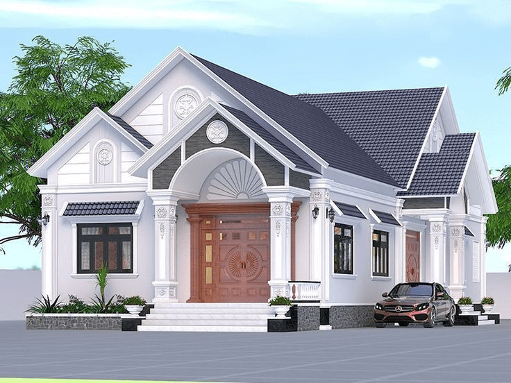 Mẫu nhà mái Thái 1 tầng tân cổ điển ghi điểm với vẻ đẹp sang trọng và đậm chất nghệ thuật