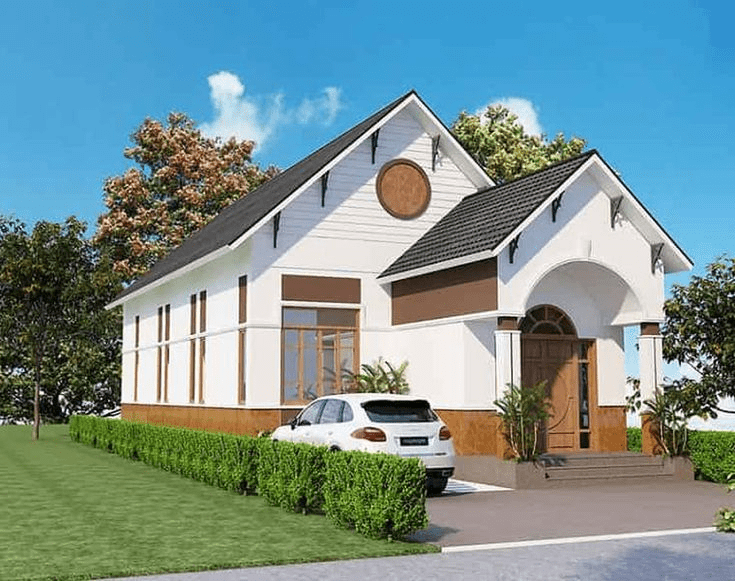 Mẫu nhà mái Thái 1 tầng dạng ống phù hợp đất hẹp nhưng vẫn đảm bảo không gian sống thoáng mát