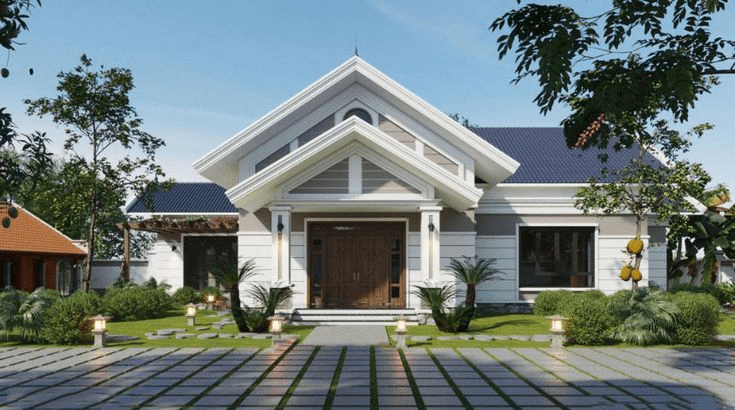 Mẫu biệt thự nhà vườn mái Thái 1 tầng phù hợp với gia đình yêu thích sự yên bình và riêng tư