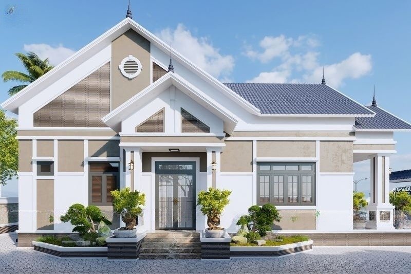 Mẫu nhà cấp 4 mái Thái 2 phòng ngủ tiện nghi