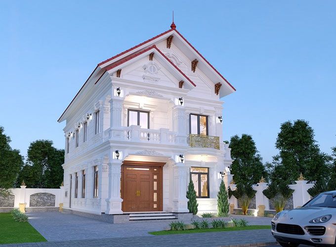 nhà mái Thái 2 tầng tân cổ điển có sân rộng