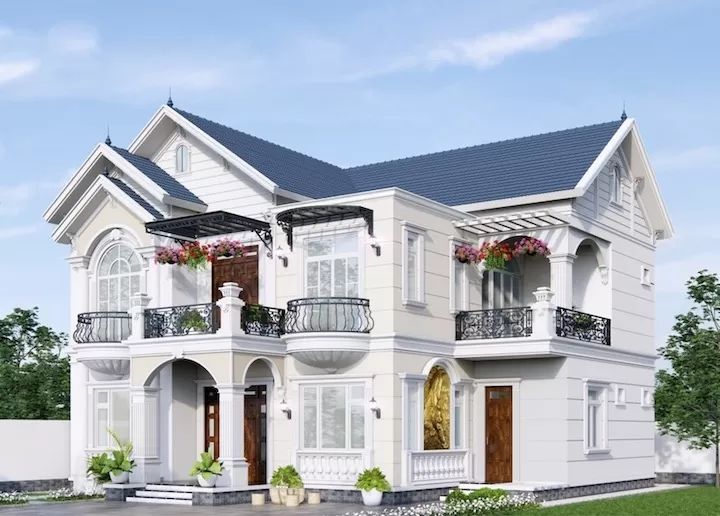 nhà mái thái 2 tầng ấn tượng